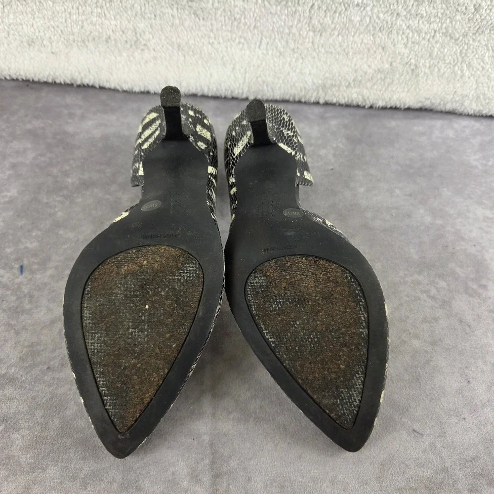 BCBG Paris Jaze Snakeskin d'Orsay Pumps Black White Pointed Toe Heels 8B